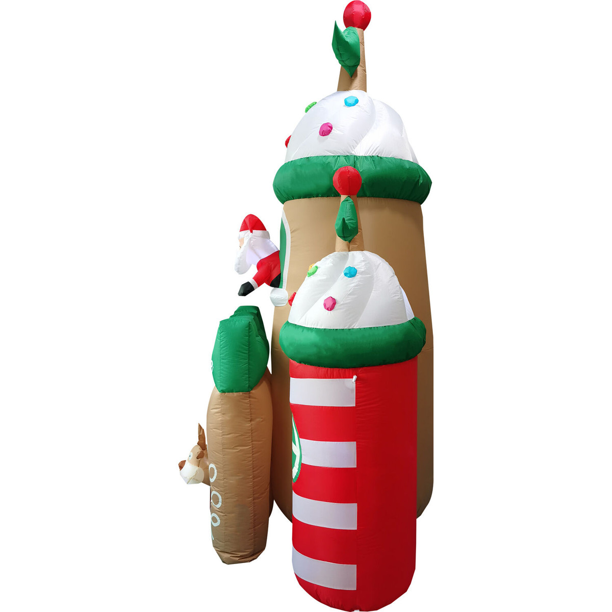Fraser Hill Farm 10-Ft. Tall Prelit Santa's Candy Castle Inflatable