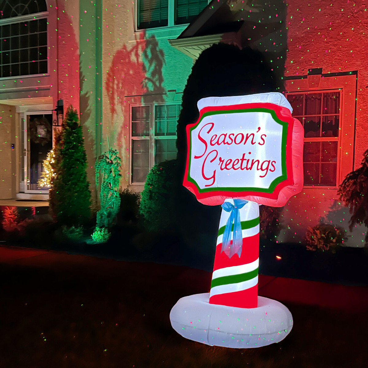Fraser Hill Farm 6-Ft. Tall Prelit Season's Greetings Sign Inflatable