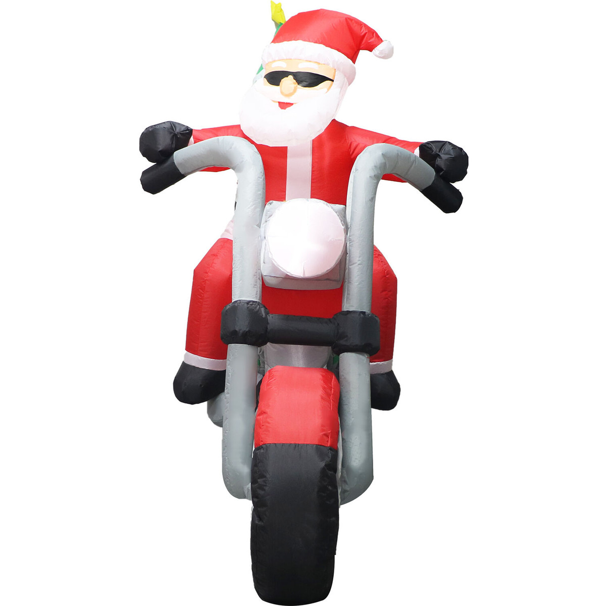 Fraser Hill Farm 7-Ft. Wide Prelit Santa on Motorcycle Inflatable