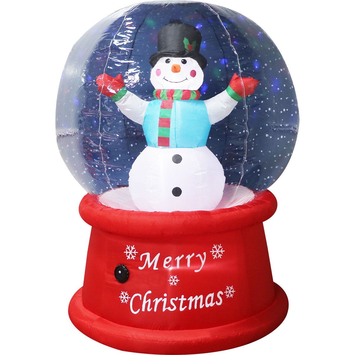 Fraser Hill Farm 6-Ft. Tall Multicolor Prelit Snowman Snow Globe Inflatable with Music