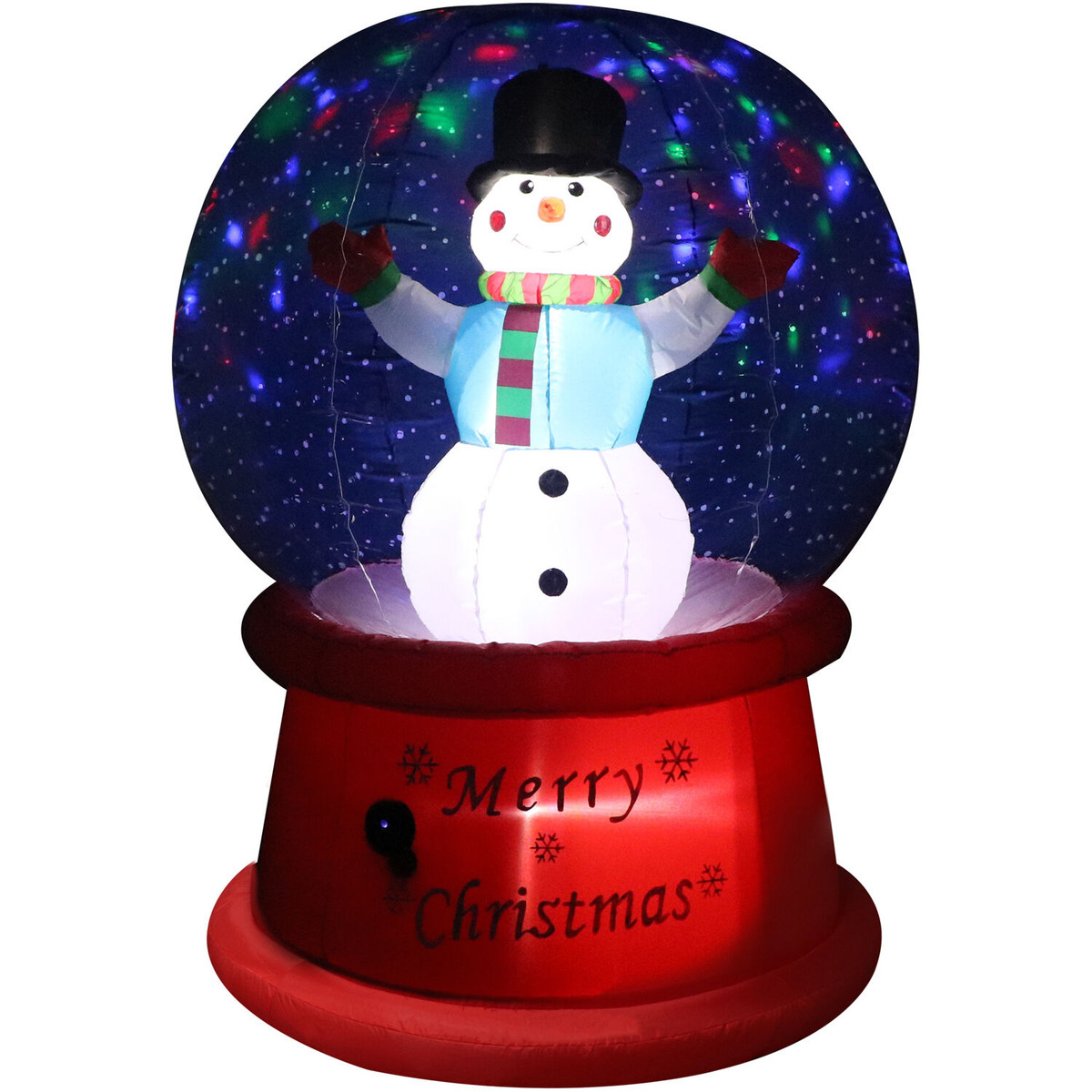 Fraser Hill Farm 6-Ft. Tall Multicolor Prelit Snowman Snow Globe Inflatable with Music