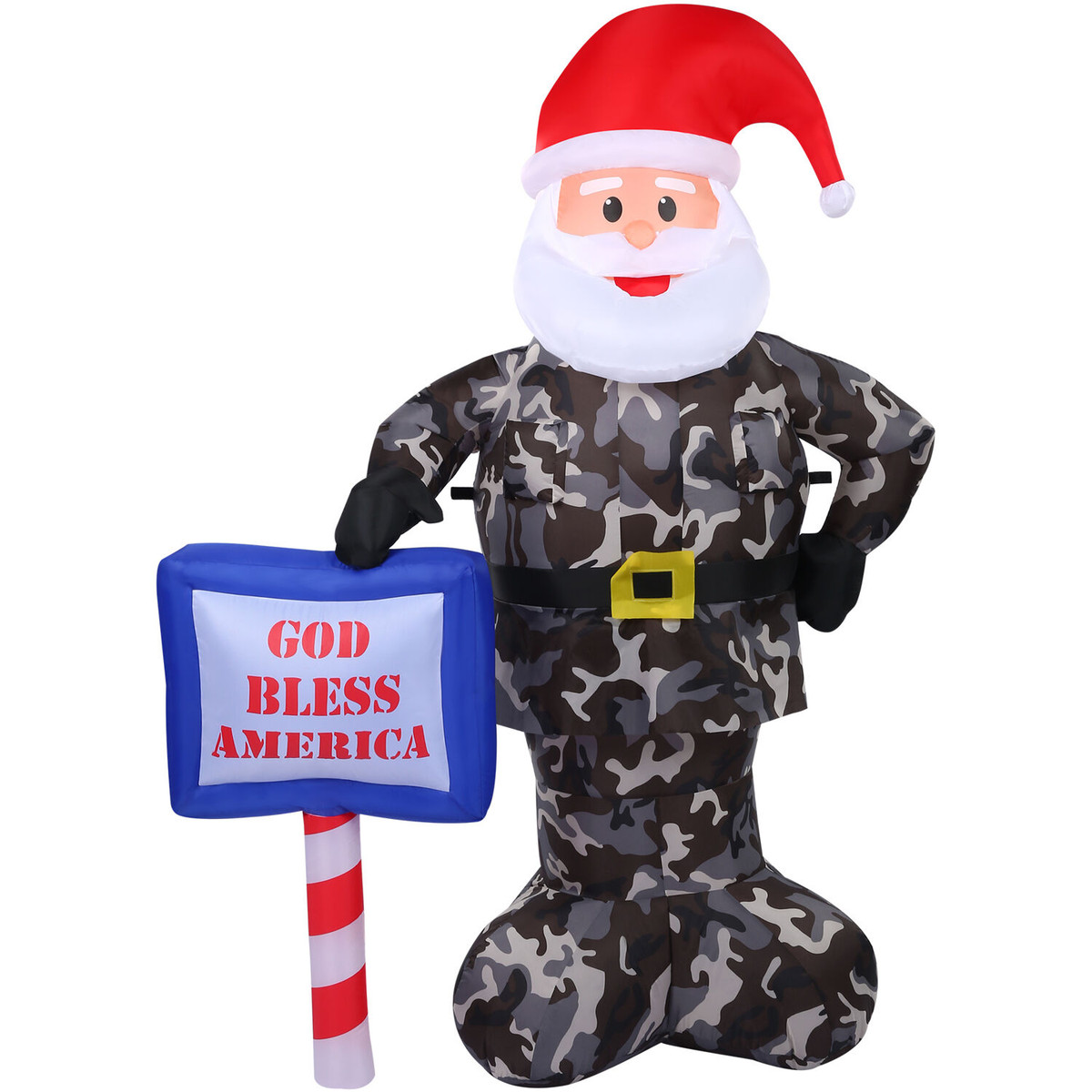 Fraser Hill Farm 6-Ft. Tall Prelit Camo Santa Inflatable