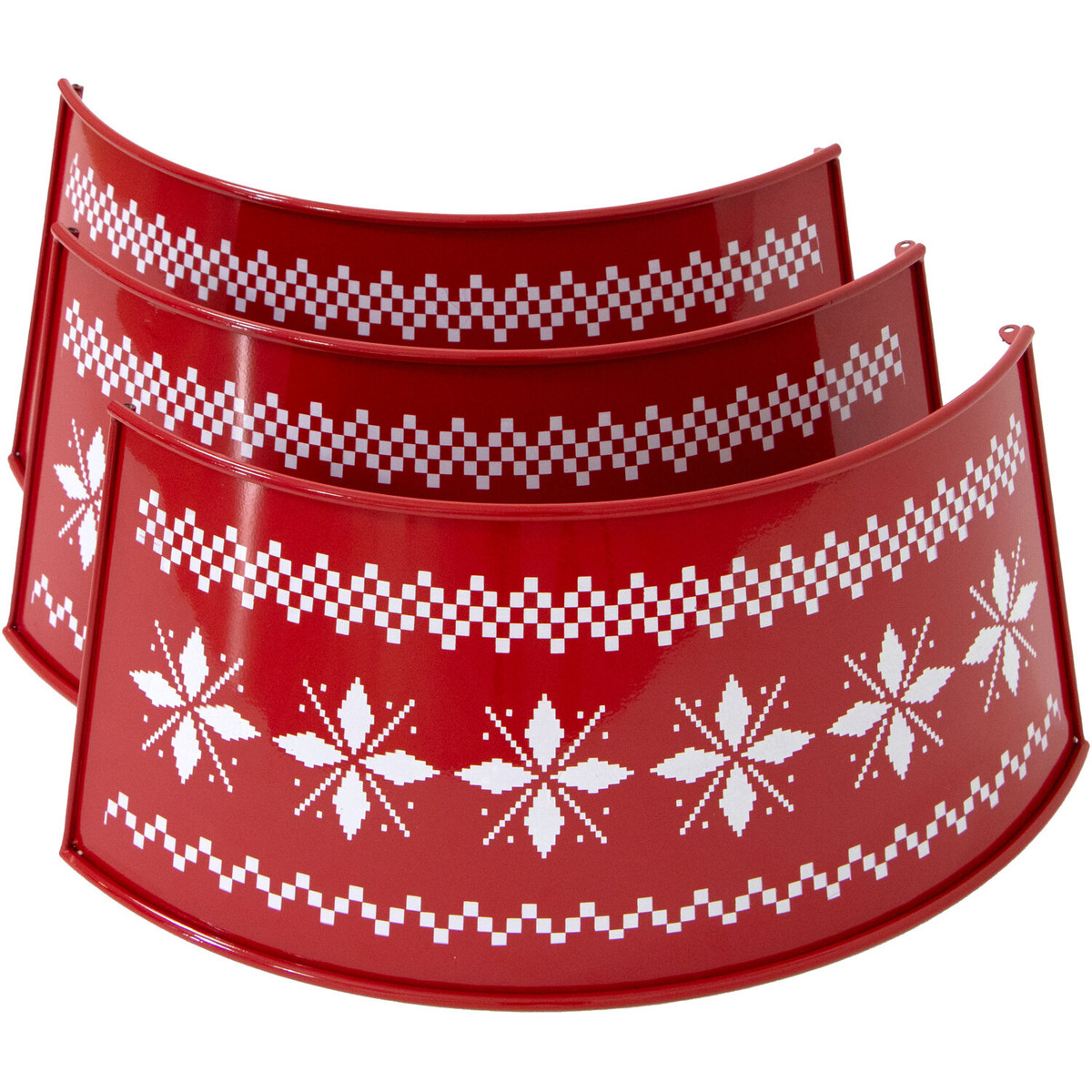 Fraser Hill Farm Metal Christmas Tree Collar with Snowflake Design in Red/White
