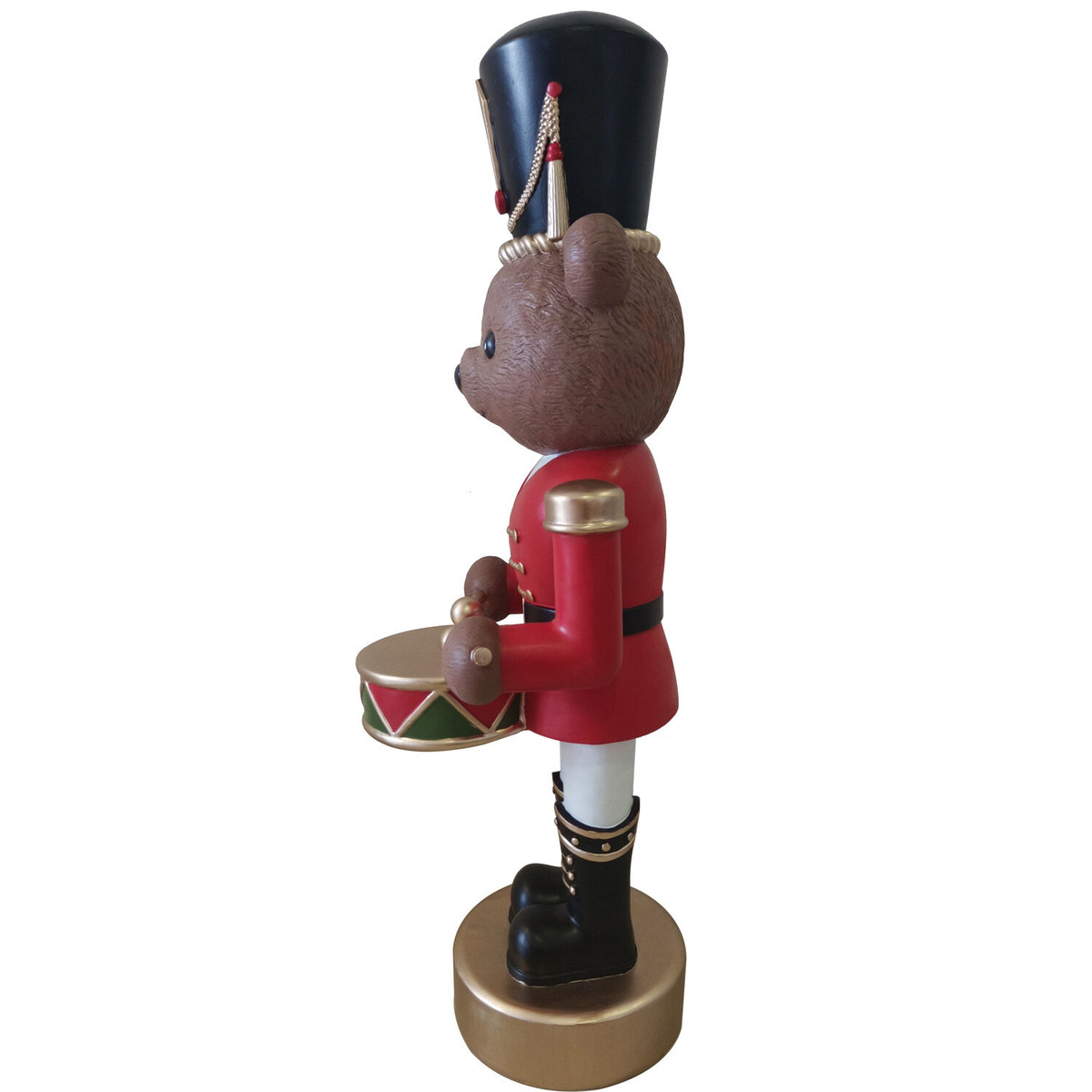 Fraser Hill Farm 48-inch Fiberglass Bear Nutcracker Playing Drum Figurine with Music