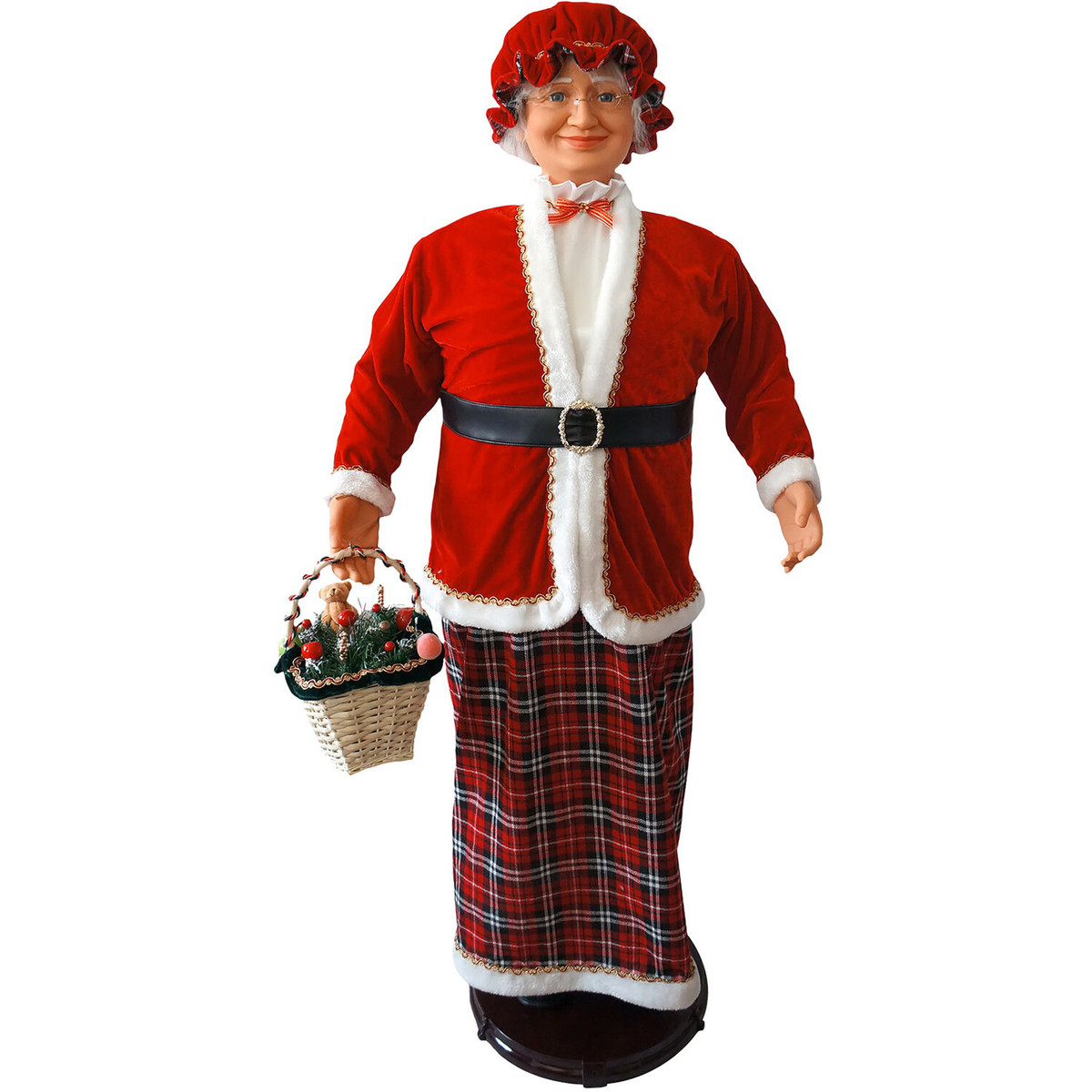 Fraser Hill Farm 58-In. Dancing Mrs. Claus with Festive Basket, Life-Size Motion-Activated Christmas Animatronic