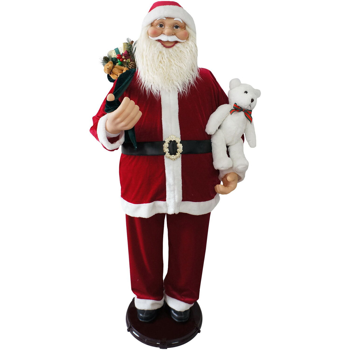 Fraser Hill Farm 58-In. Dancing Santa with Teddy Bear, Life-Size Motion-Activated Christmas Animatronic