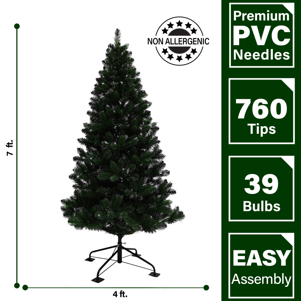 Goplus 4ft Fiber Optic Artificial Christmas Tree, Pre-Lit Christmas Tree  with 15 Star LED Lights, 8 Lighting Modes, 135 Branch Tips, Foldable Metal