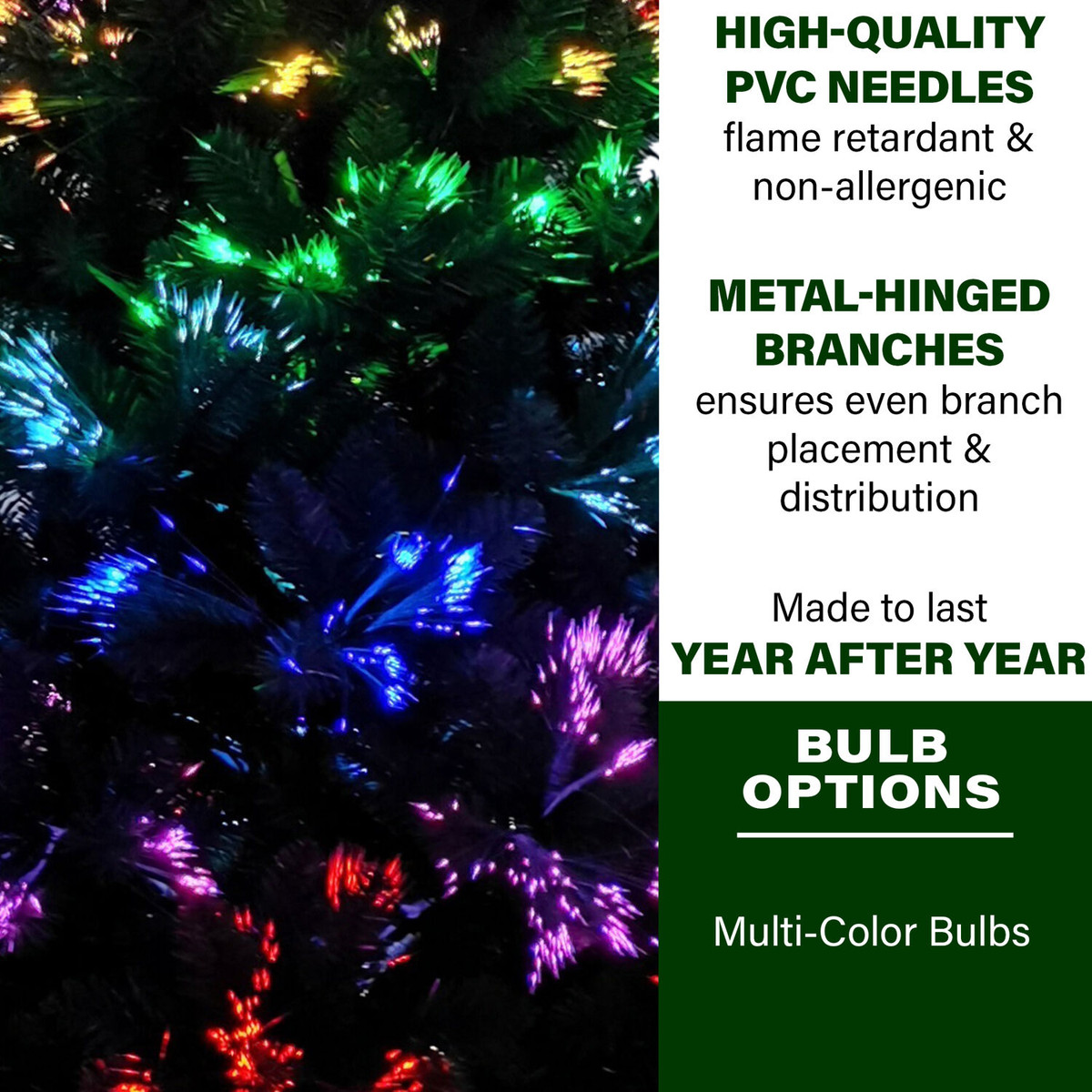 Fraser Hill Farm Indoor or Outdoor 7-Ft. Green Fiber Optic Prelit Christmas Tree with Festive LED Dancing Lights