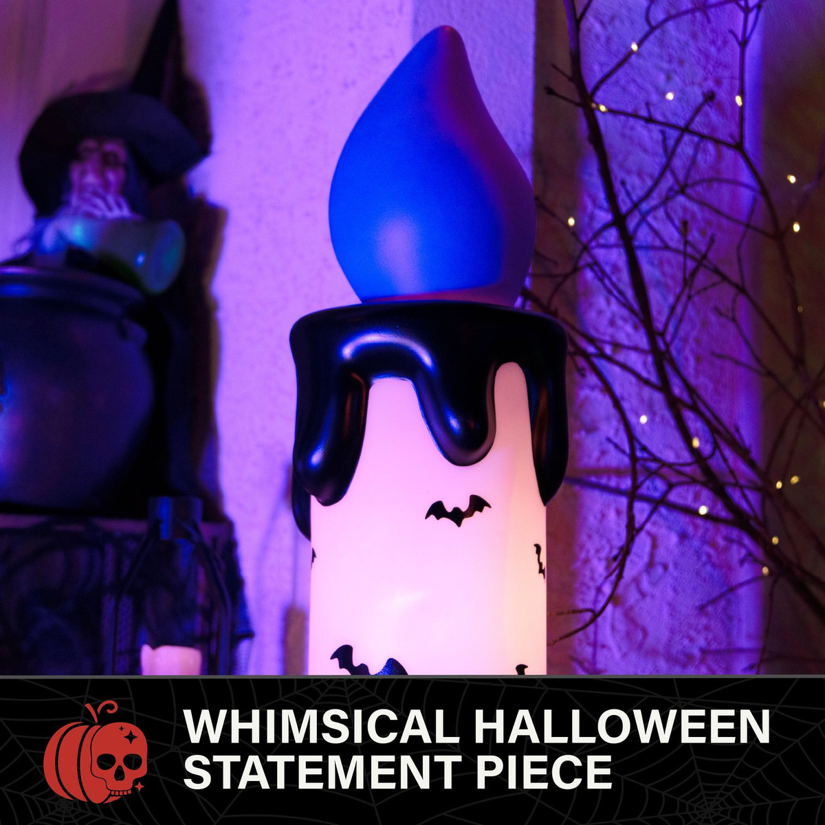 3.3-Ft. LED Flicker Wick Halloween Candle Blow Mold for Indoors & Covered Outdoors, Plug Operated