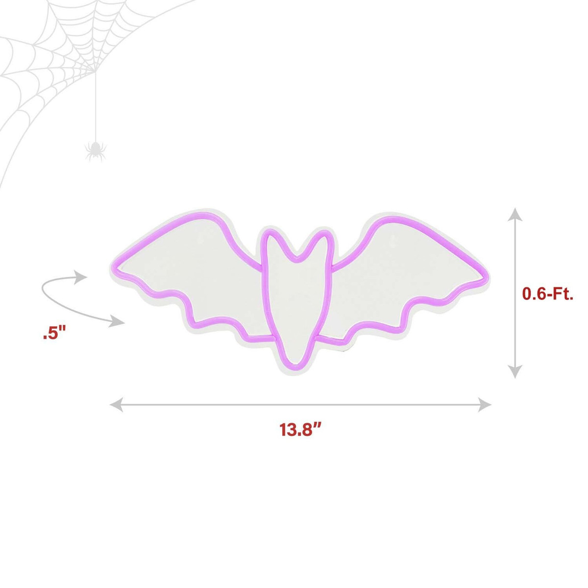 0.6-Ft. Neon Purple LED Bat Wall Decoration for Indoors & Covered Outdoors, Plug Operated