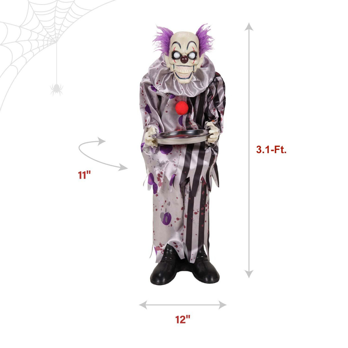 3.1-Ft. Standing Animated Clown with Plate Animatronic