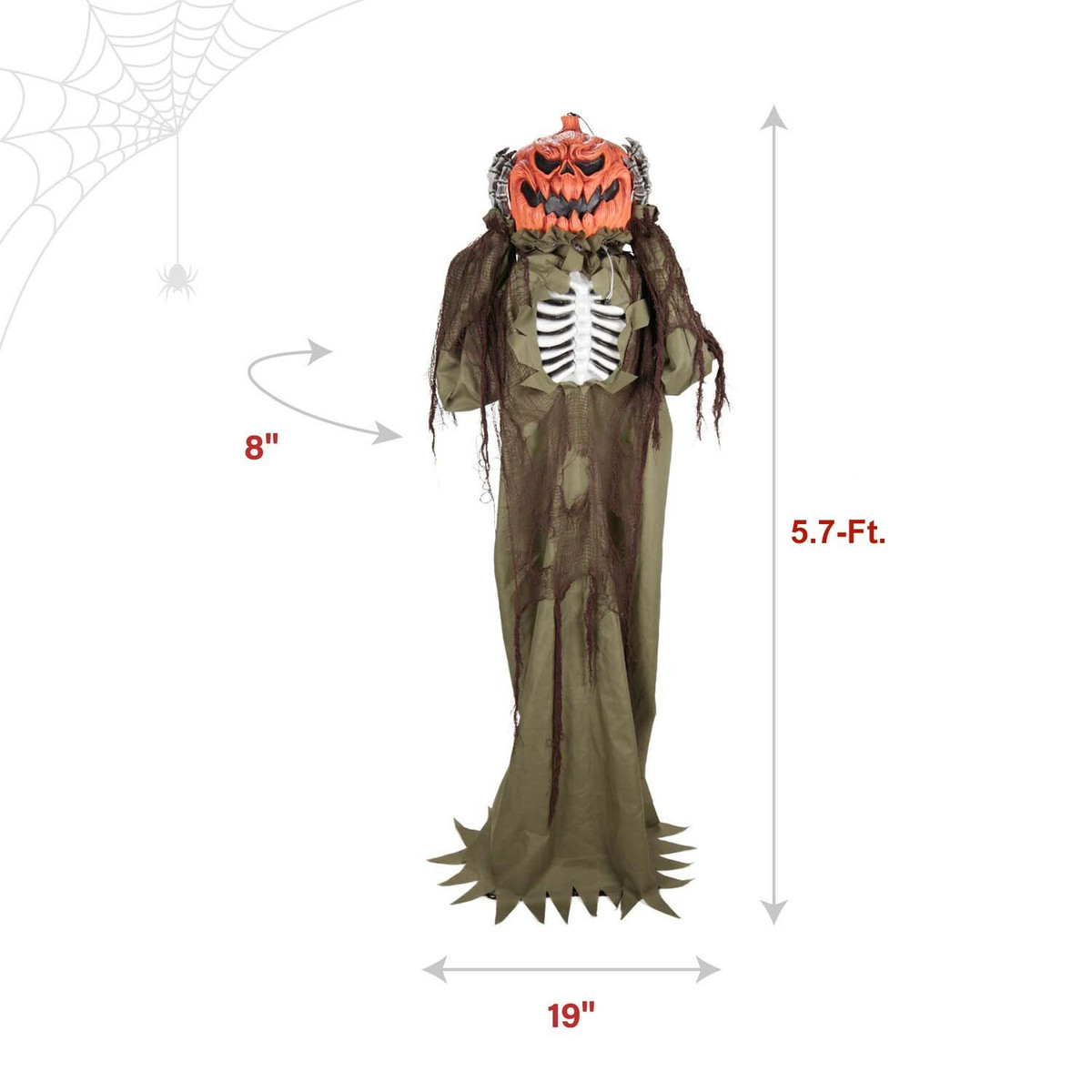 5.7-Ft. Standing Pop-Up Head Pumpkin Man Animatronic