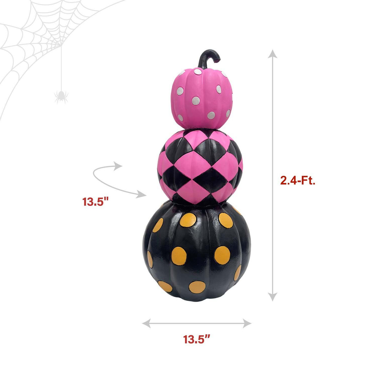 2.4-Ft. Designer Polka Dot Checkerboard Summerween Pumpkin Stack Halloween Decoration