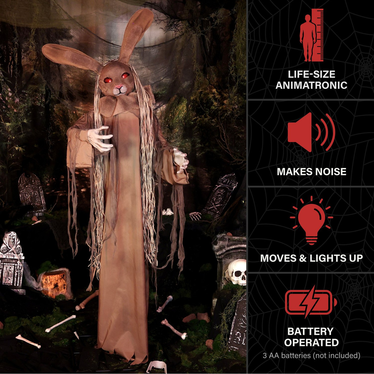 5.6-Ft. Standing Animated Rabbit Animatronic, Brown