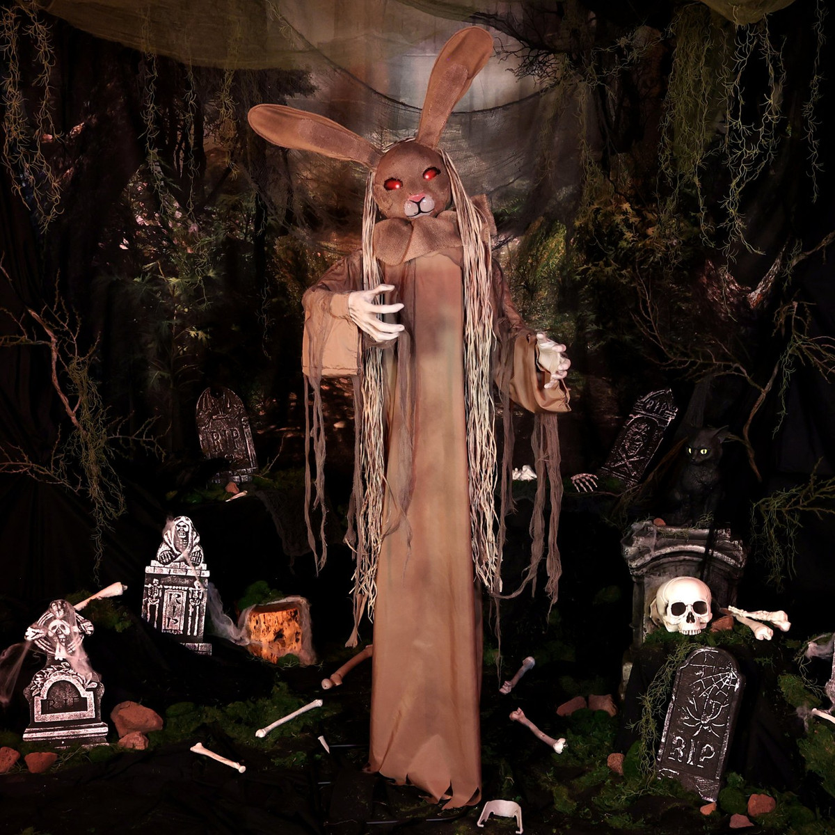 5.6-Ft. Standing Animated Rabbit Animatronic, Brown