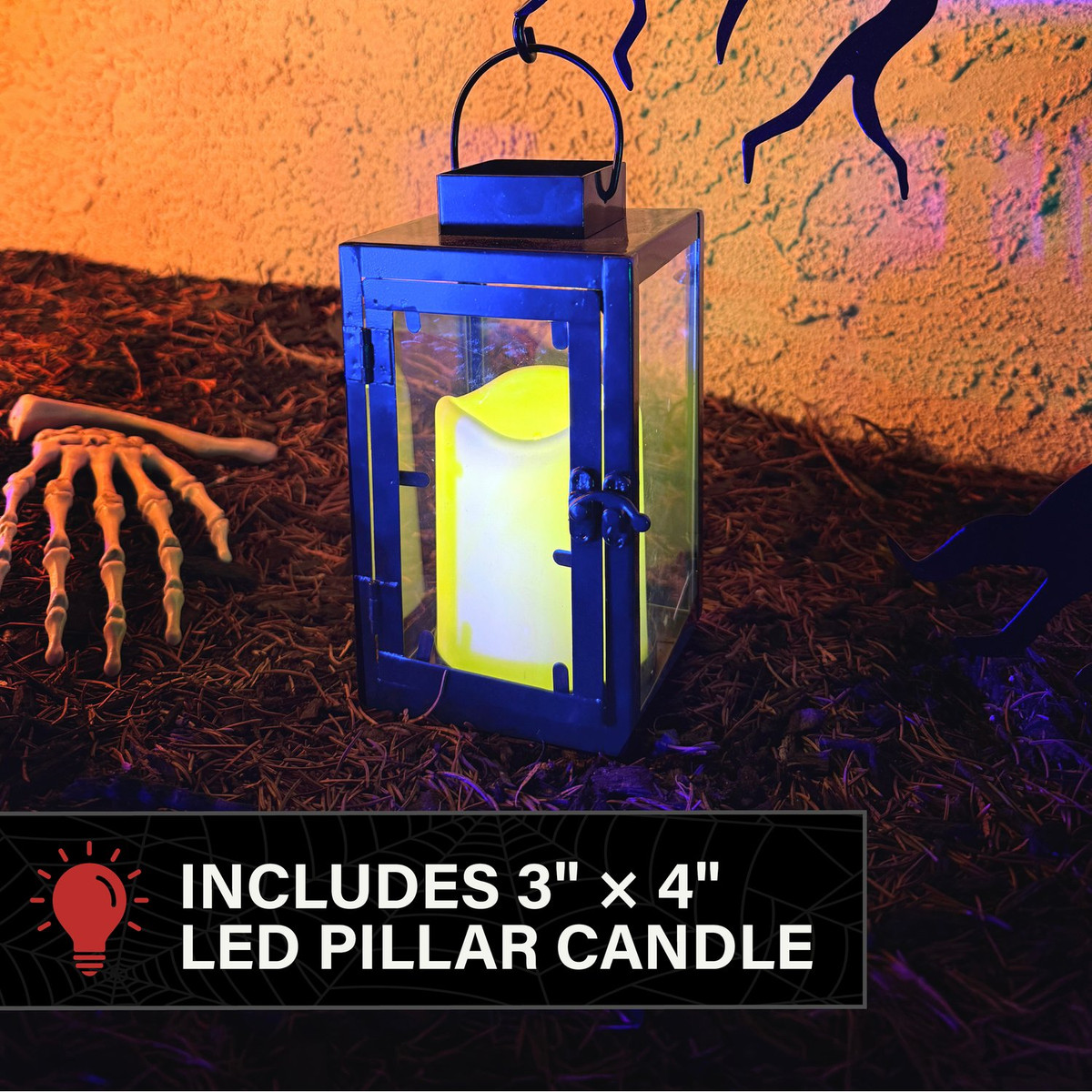 2-Ft. LED Metal Spooky Tree with Owl & Lantern for Indoors & Covered Outdoors, Plug Operated