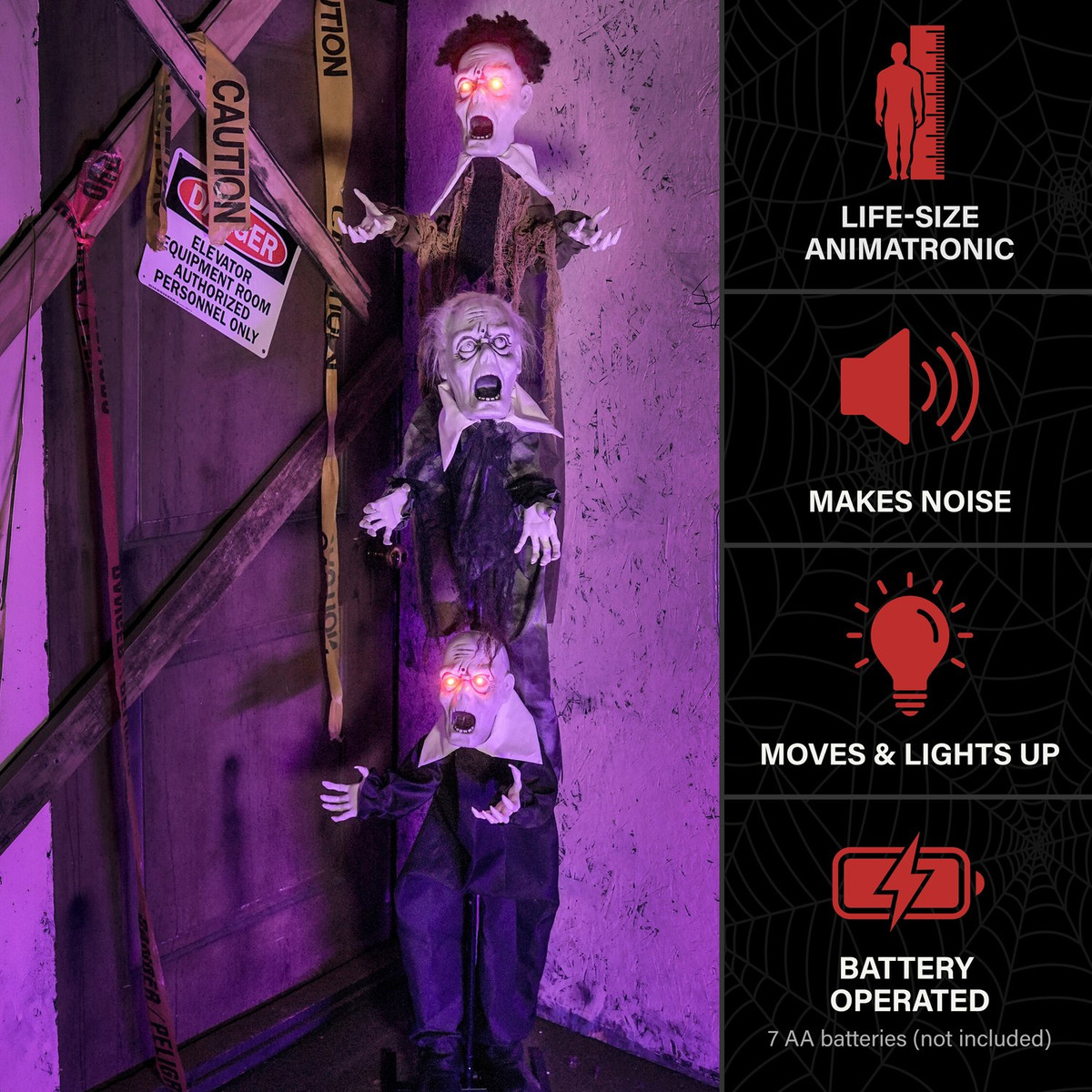 5.7-Ft. Standing Animated Triple Zombie Boys Animatronic