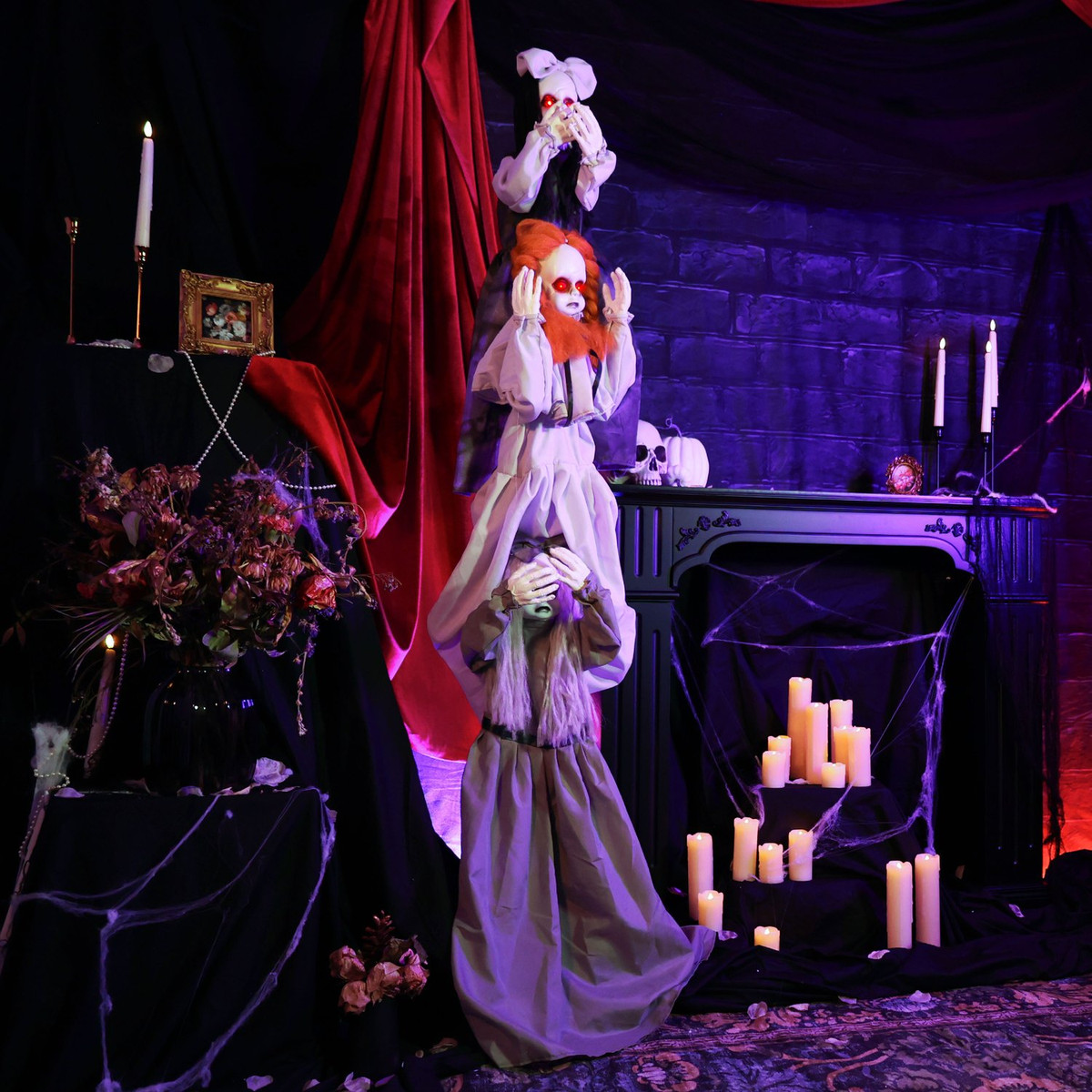 5.6-Ft. Standing Animated Zombie with Bloody Knife & Decapitated