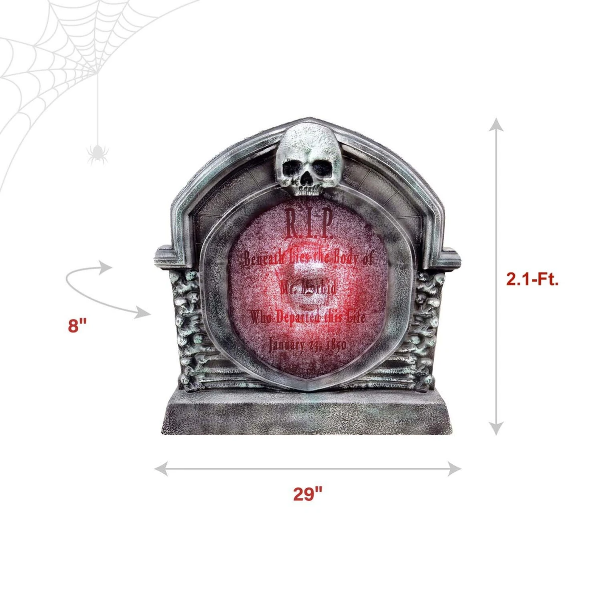 2.1-Ft. Pushout Skull Tombstone Animatronic
