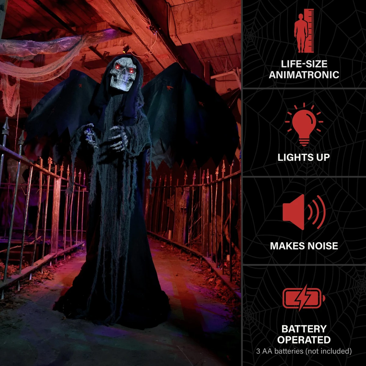 6-Ft. Standing Animated Reaper with Wings Animatronic