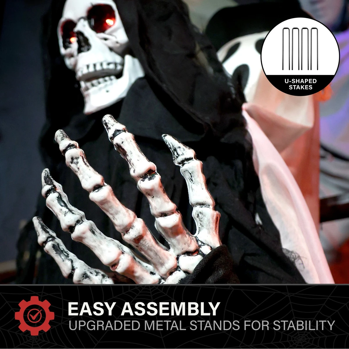 3.9-Ft. Sitting Reaper with Hide and Seek Ghost Animatronic