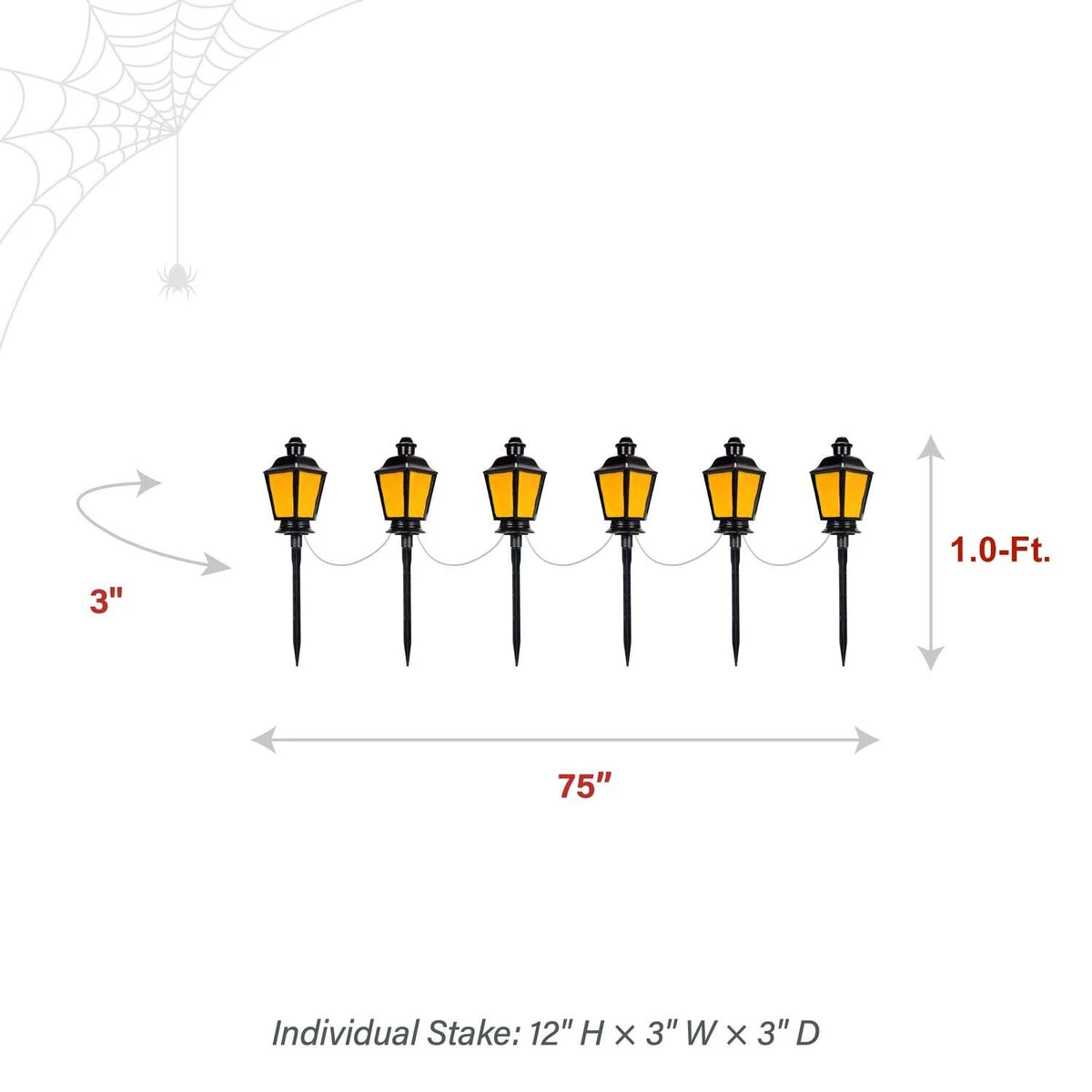 1-Ft. Lantern Stakes with Lights, Set of 6