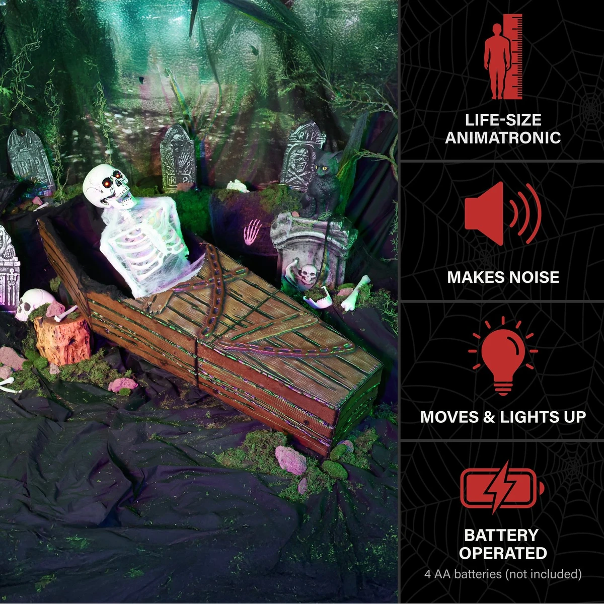 5.2-Ft. Life Size Animated Reaper in Coffin Animatronic