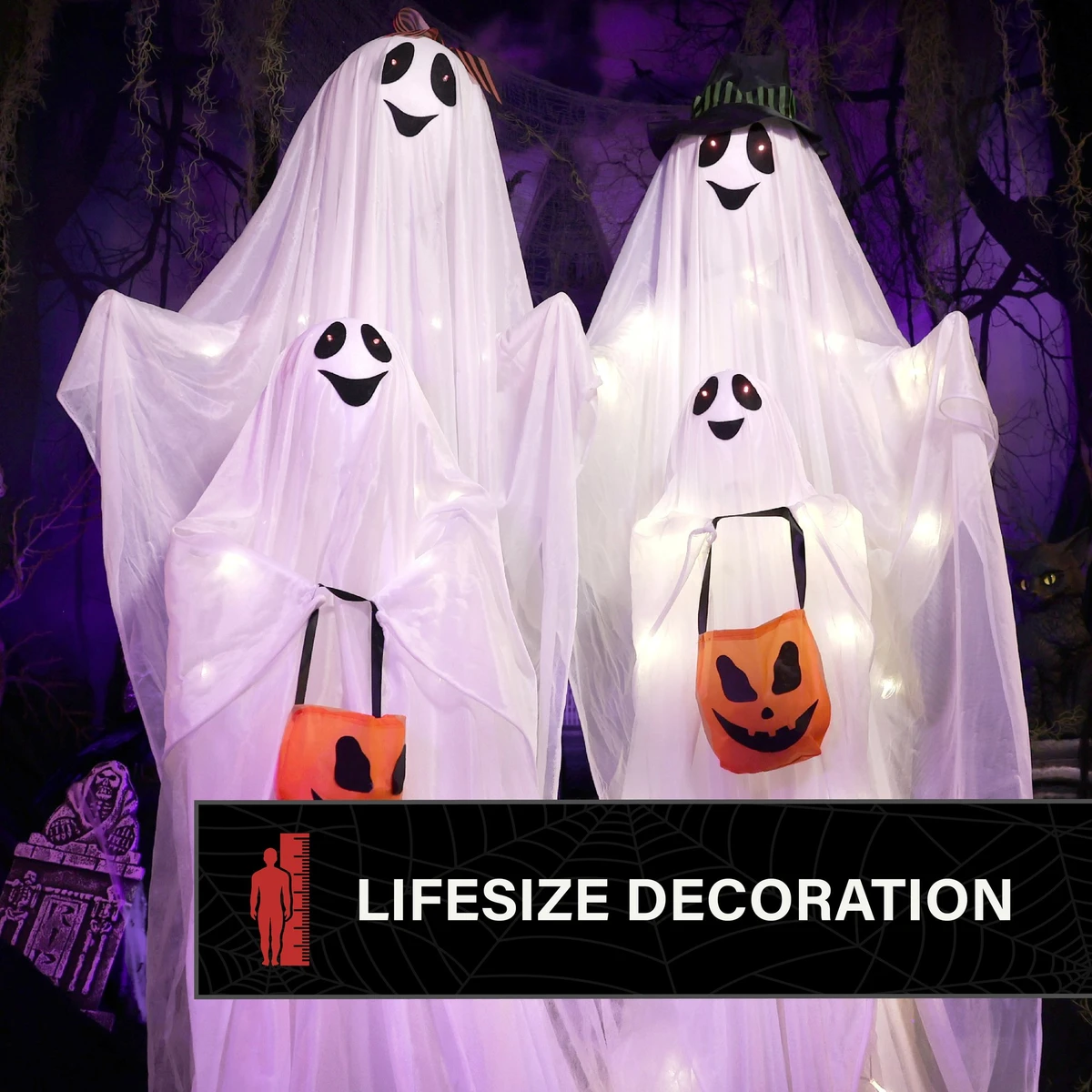 5.3-Ft. Lighted Up Ghost Family Decoration