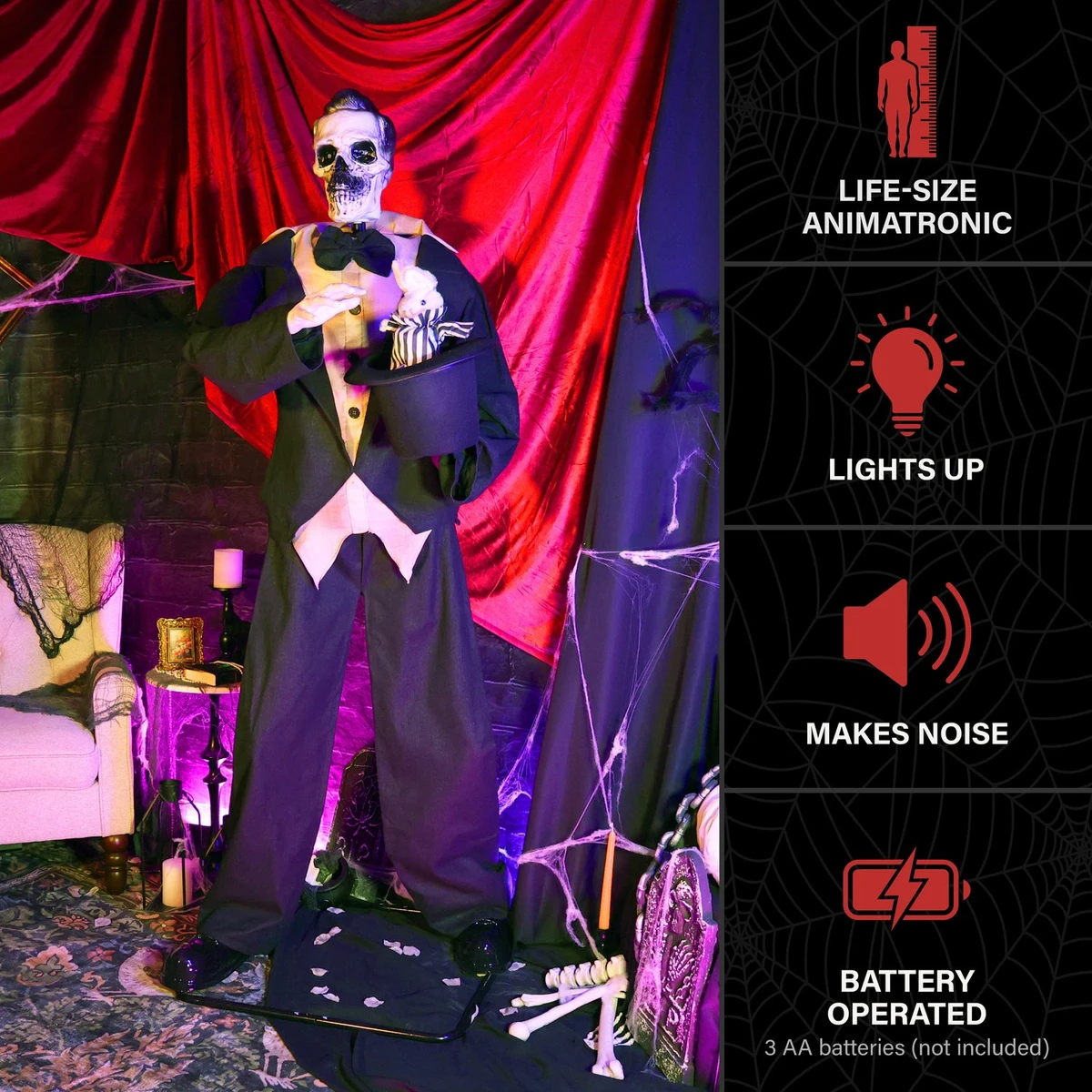 5.9-Ft. Standing Animated Magician Animatronic