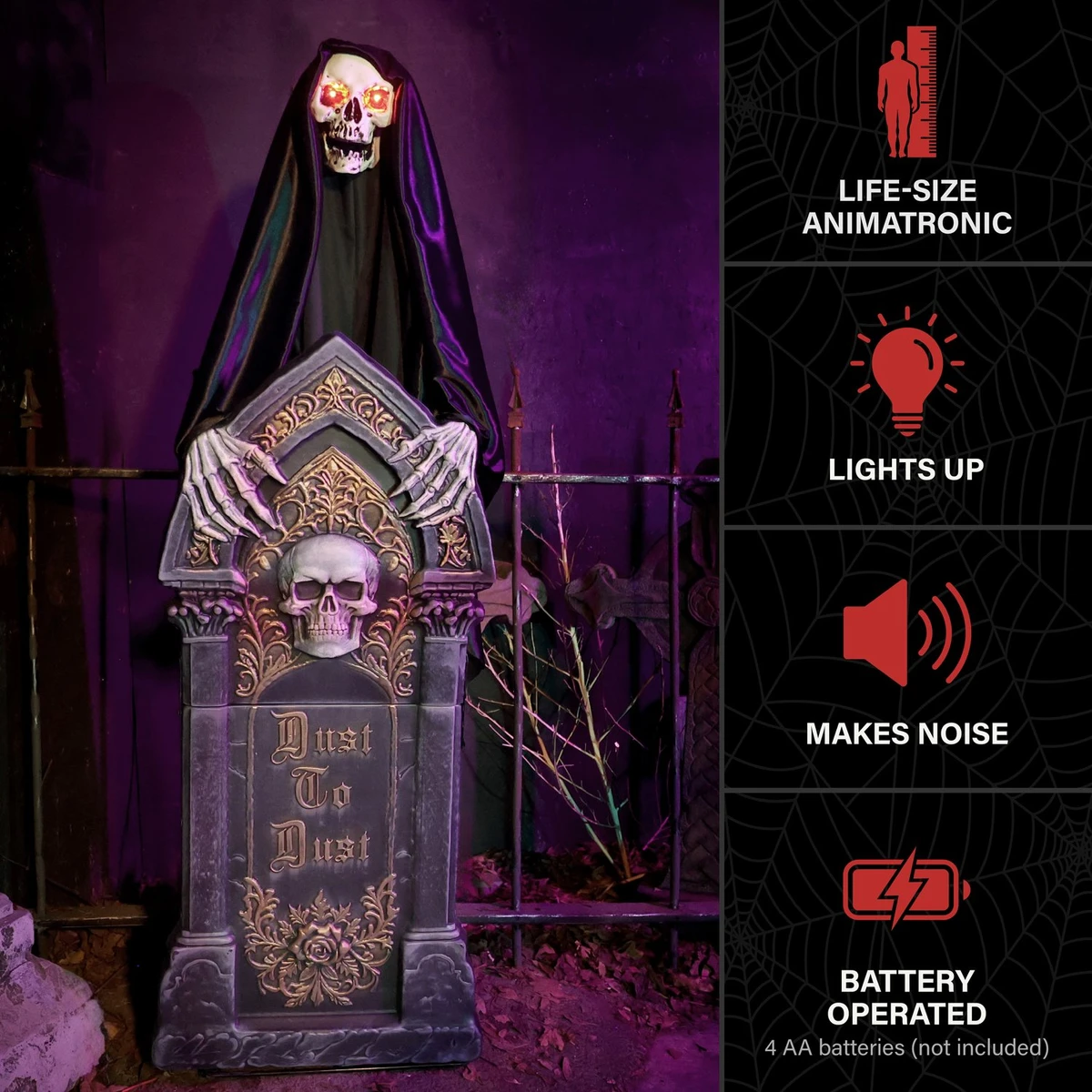 4-Ft. Animated Reaper with Tombstone Animatronic