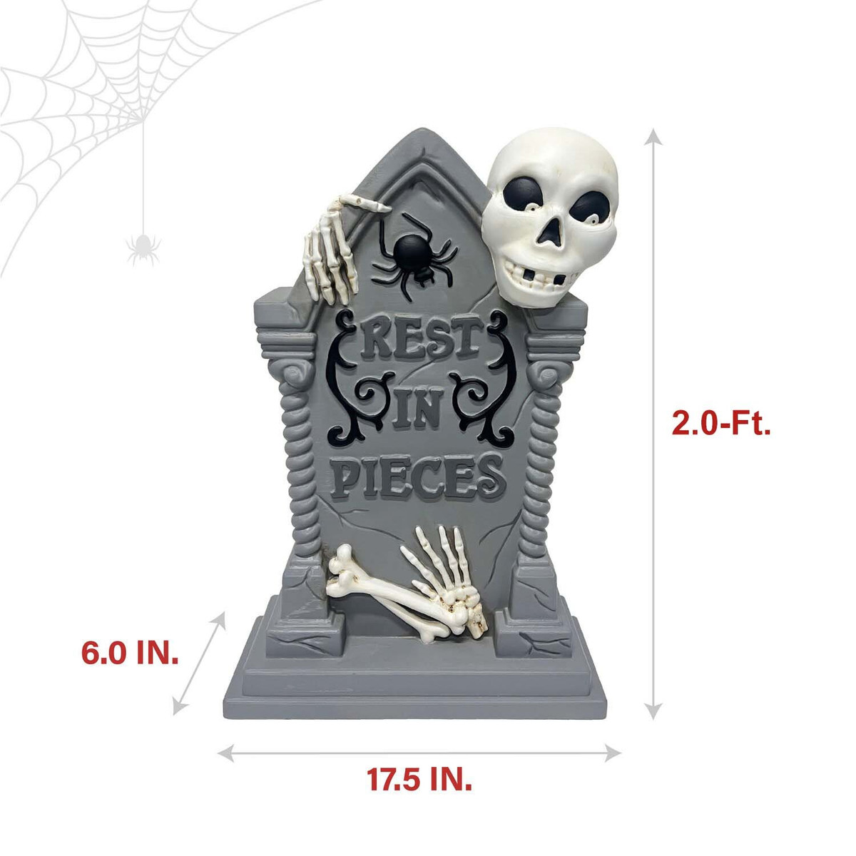 2-Ft. Tombstone with Skeleton Blow Mold with Lights