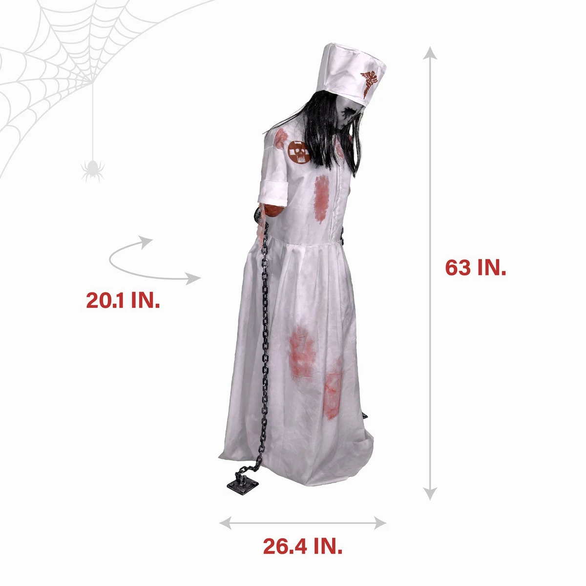 5.2-Ft. Animatronic Convulsing Nurse by Tekky Halloween Decoration with Motion-Activated Sounds
