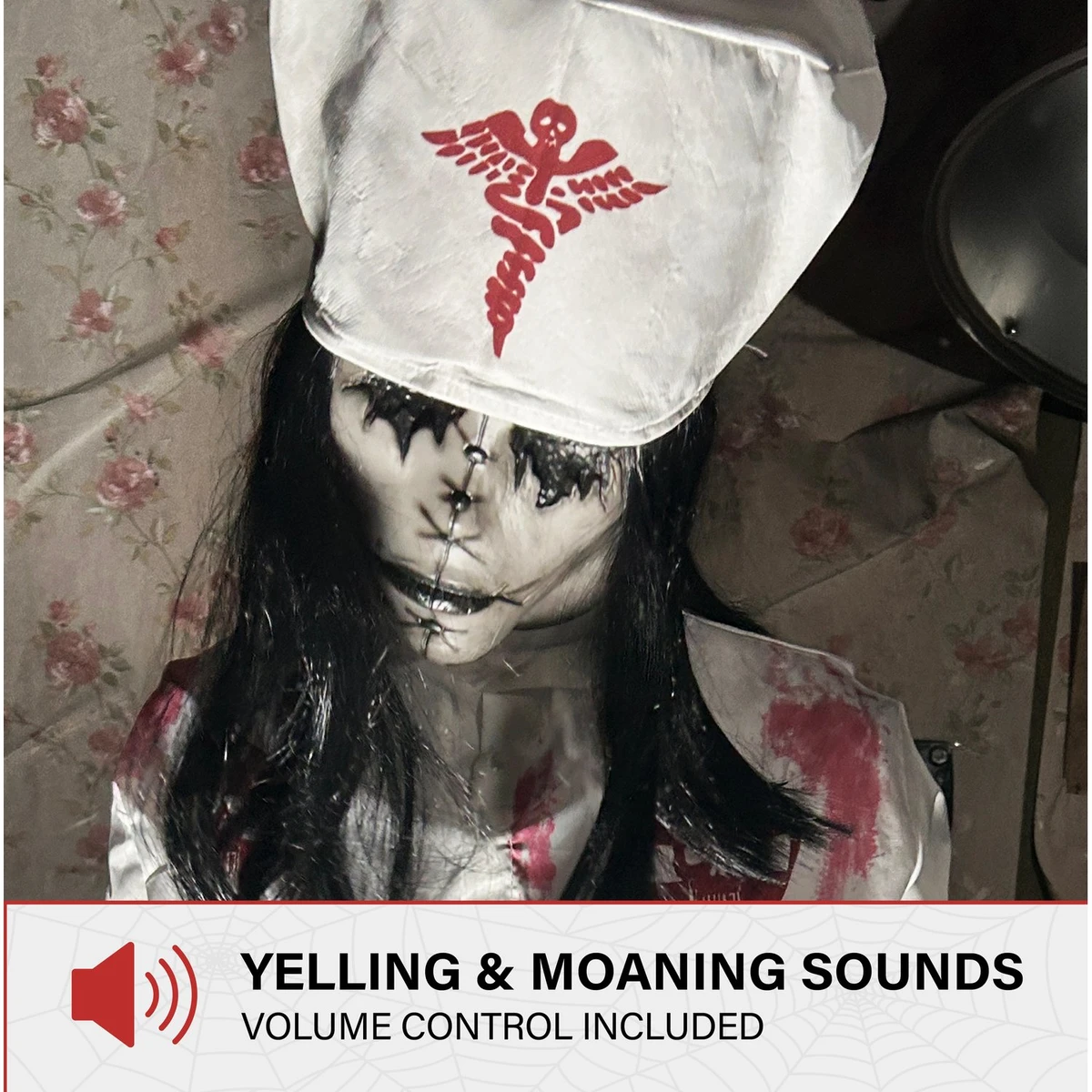 5.2-Ft. Animatronic Convulsing Nurse by Tekky Halloween Decoration with Motion-Activated Sounds