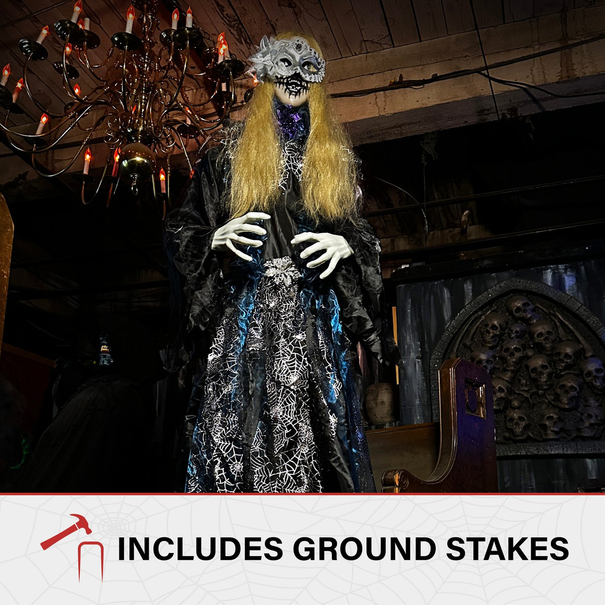 5.9-Ft. Touch-Activated Animated Standing Masquerade Lady Halloween Animatronic