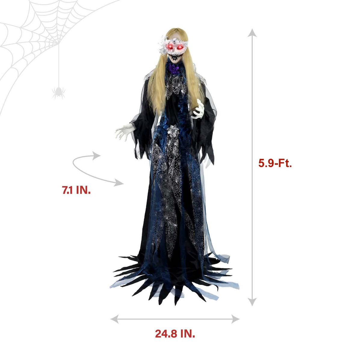 5.9-Ft. Touch-Activated Animated Standing Masquerade Lady Halloween Animatronic
