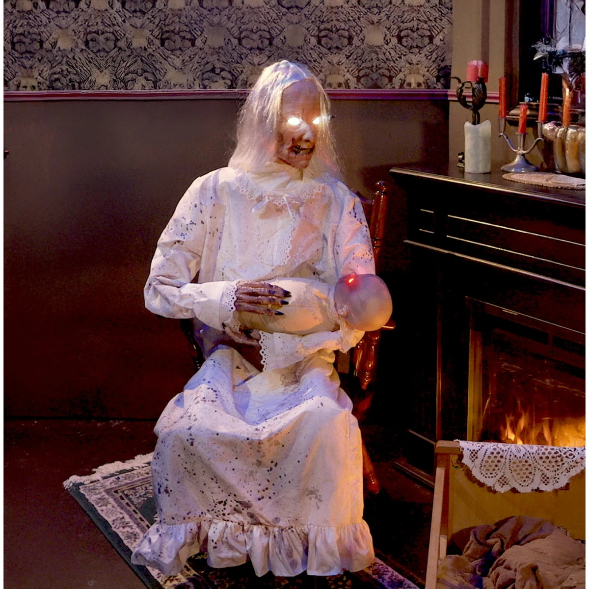 2.9-Ft. Animatronic Gravely Granny by Tekky Halloween Decoration with Motion-Activated Sounds