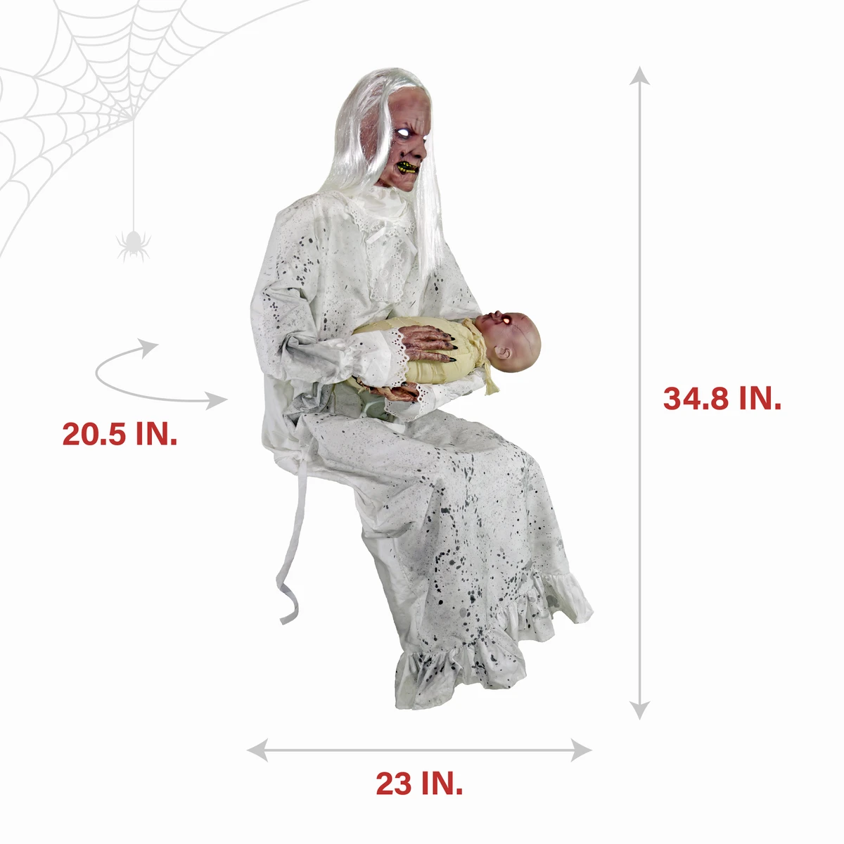2.9-Ft. Animatronic Gravely Granny by Tekky Halloween Decoration with Motion-Activated Sounds