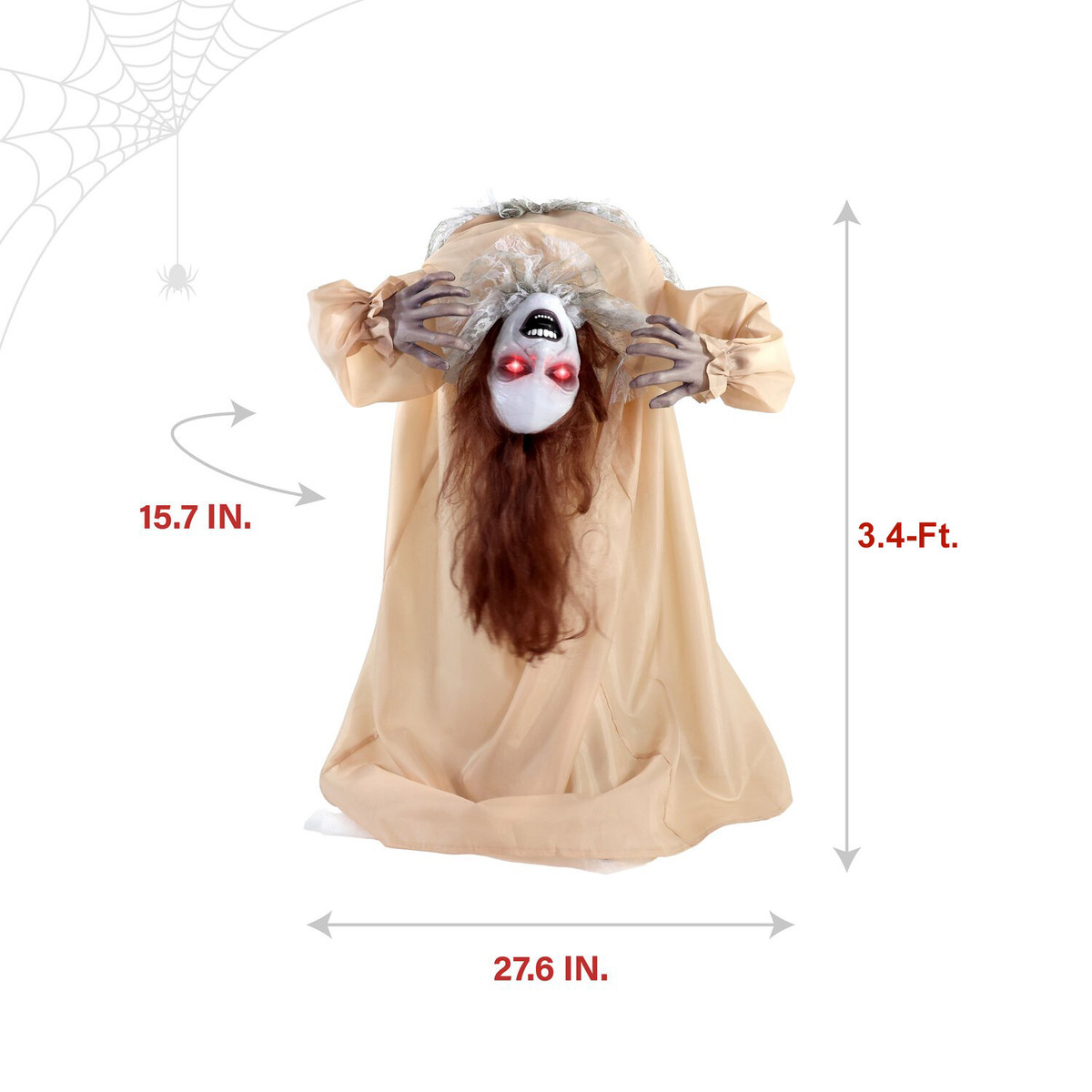 3.4-Ft. Touch-Activated Animated Possessed Backbend Lady Halloween Animatronic