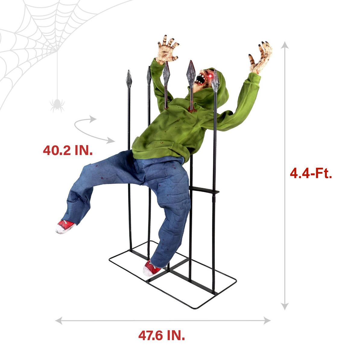 4.4-Ft. Voice-Sensor Impaled Zombie Halloween Animatronic