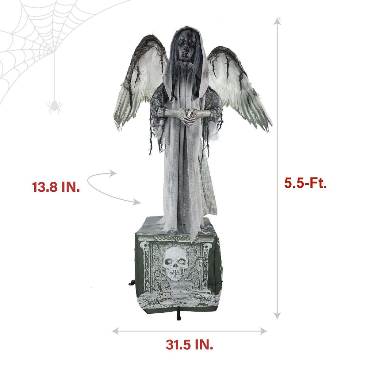 5.5-Ft. Animatronic Haunted Angel Statue with Lights and Sound, Indoor/Covered Outdoor Halloween Decoration