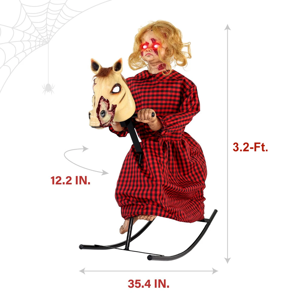 3.2-Ft. Voice & Sound-Sensor Rocking Horse Girl Halloween Animatronic