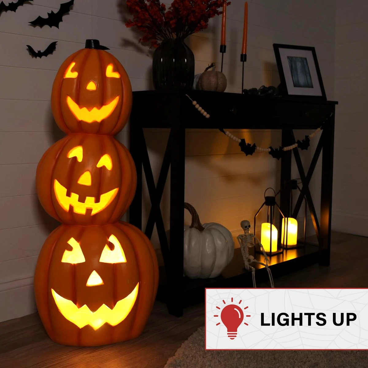 3-Ft. Jack-o-Lantern Stack Statue with LED Lights