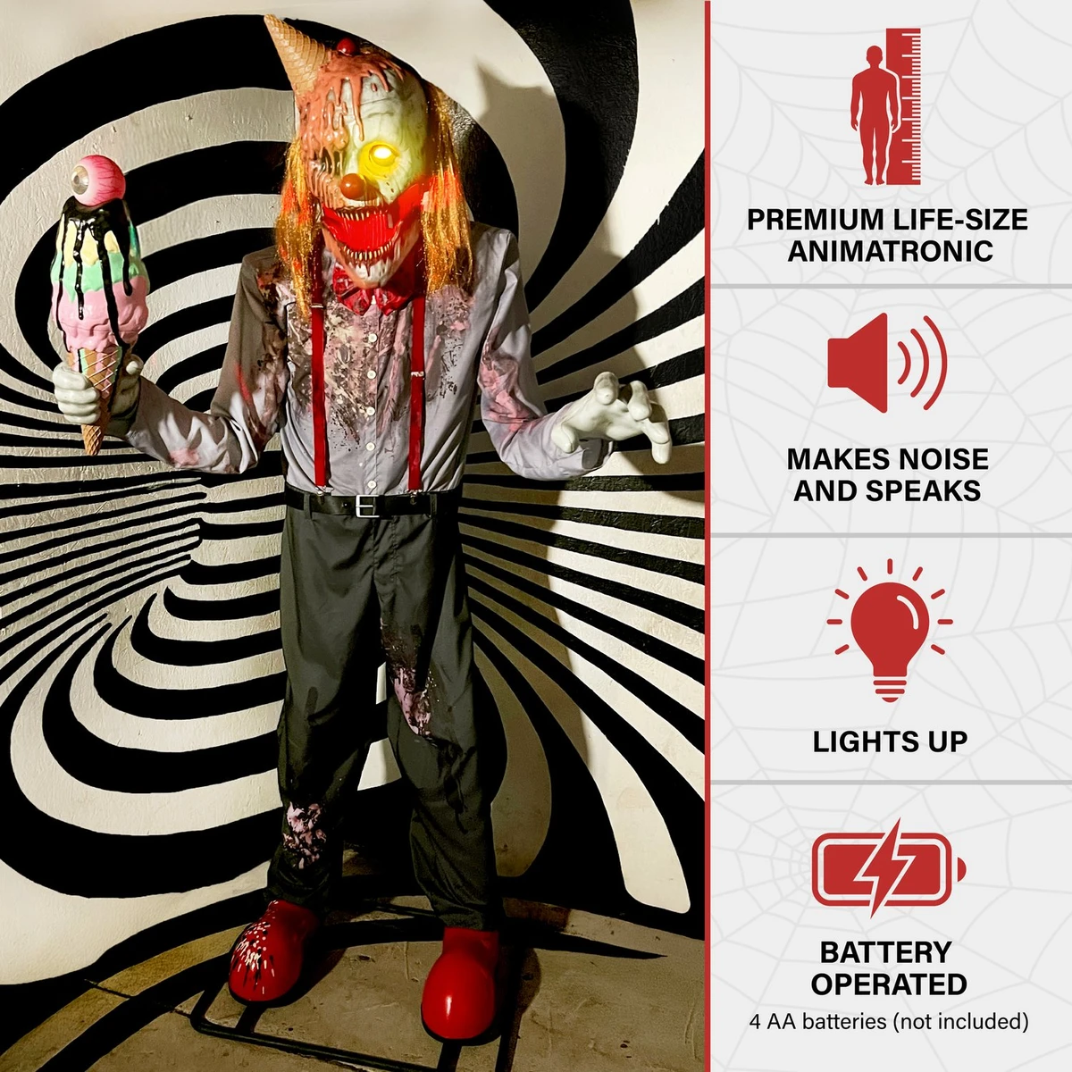 6.9-Ft. Motion-Activated I Scream Clown Halloween Animatronic by Tekky