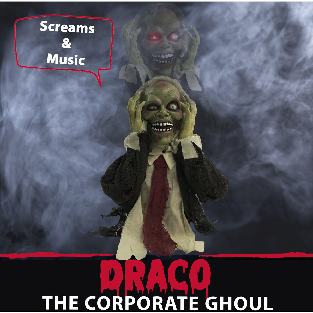 Haunted Hill Farm Pop-Up Animatronic Ghoul with Flashing Red Eyes 22 in