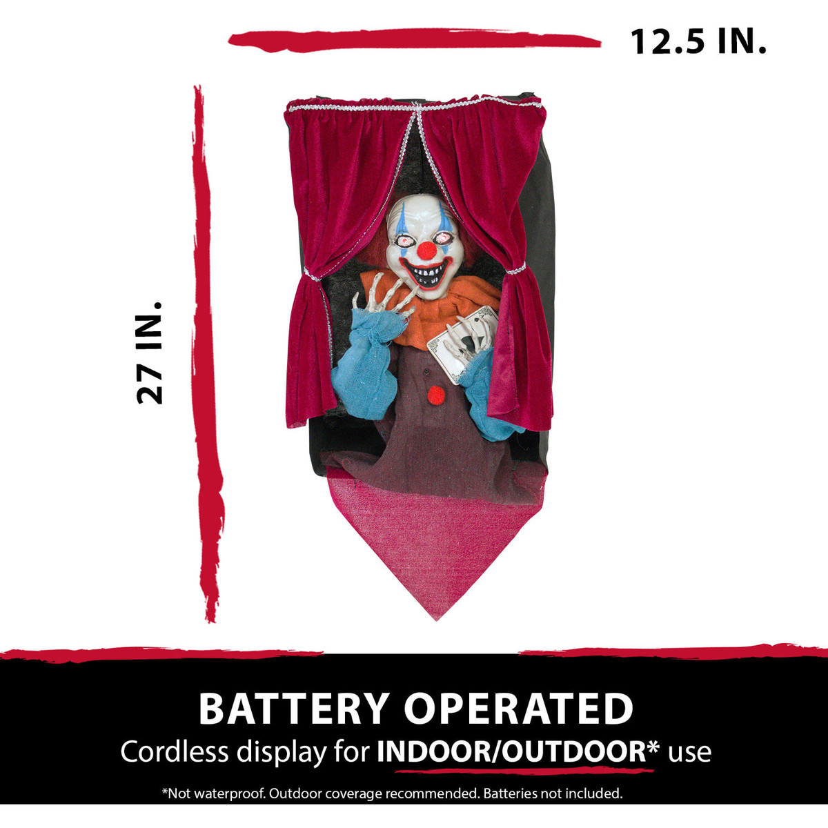 Haunted Hill Farm Animatronic Talking Clown with Flashing Red Eyes Ace