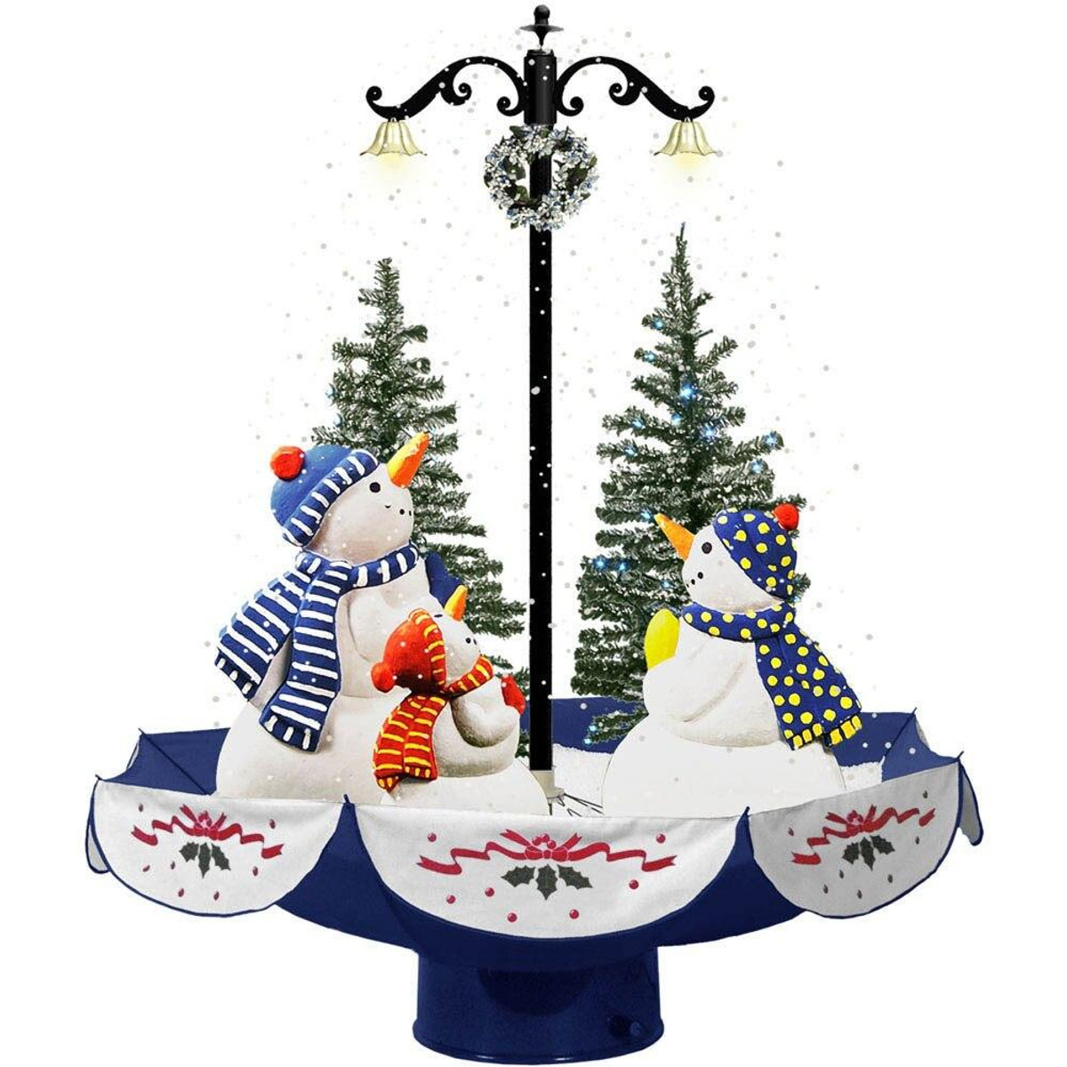 Fraser Hill Farm Let It Snow Series 29-In. Musical Snow-Family Scene with  Blue Umbrella Base, Snow Function, and Lights