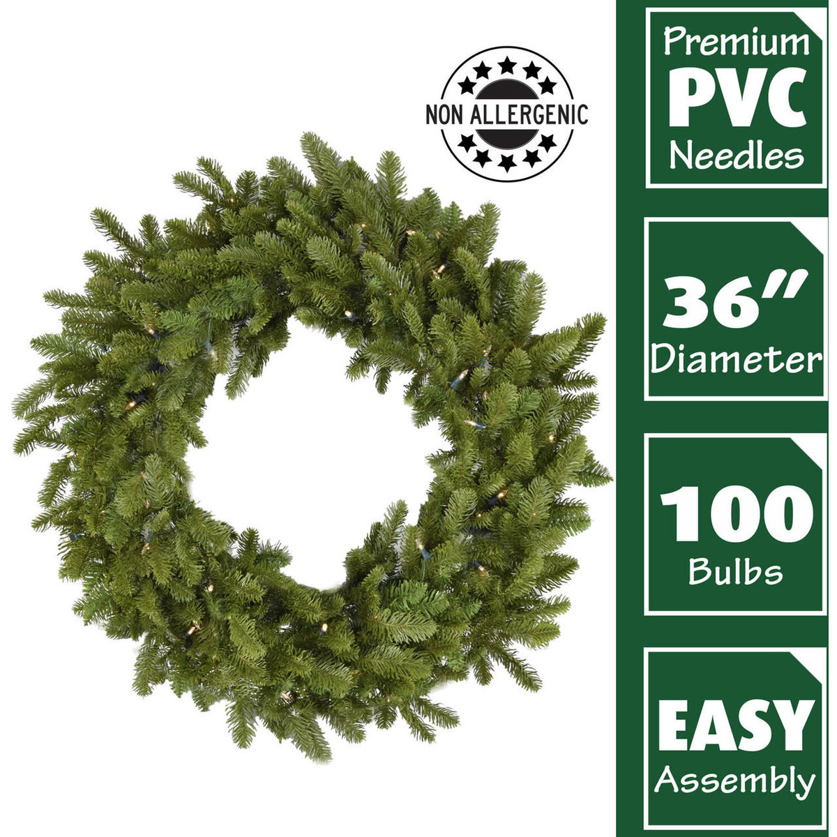 Fraser Hill Farm 36" Grandland Artificial Wreath w/ Clear Battery-Operated LED String Lights for Displays Fraser Hill Farm 36" Grandland Artificial Wreath w/ Clear Battery-Operated LED String Lights for Displays
