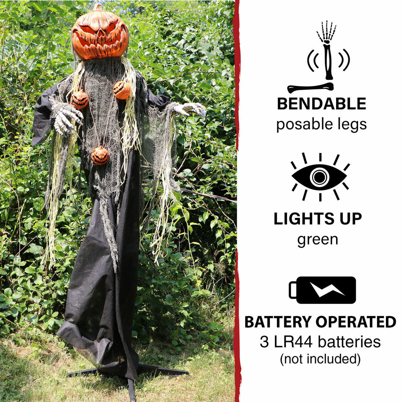 Haunted Hill Farm 5.33-ft. Animatronic Pumpkin Man, Indoor/Outdoor ...