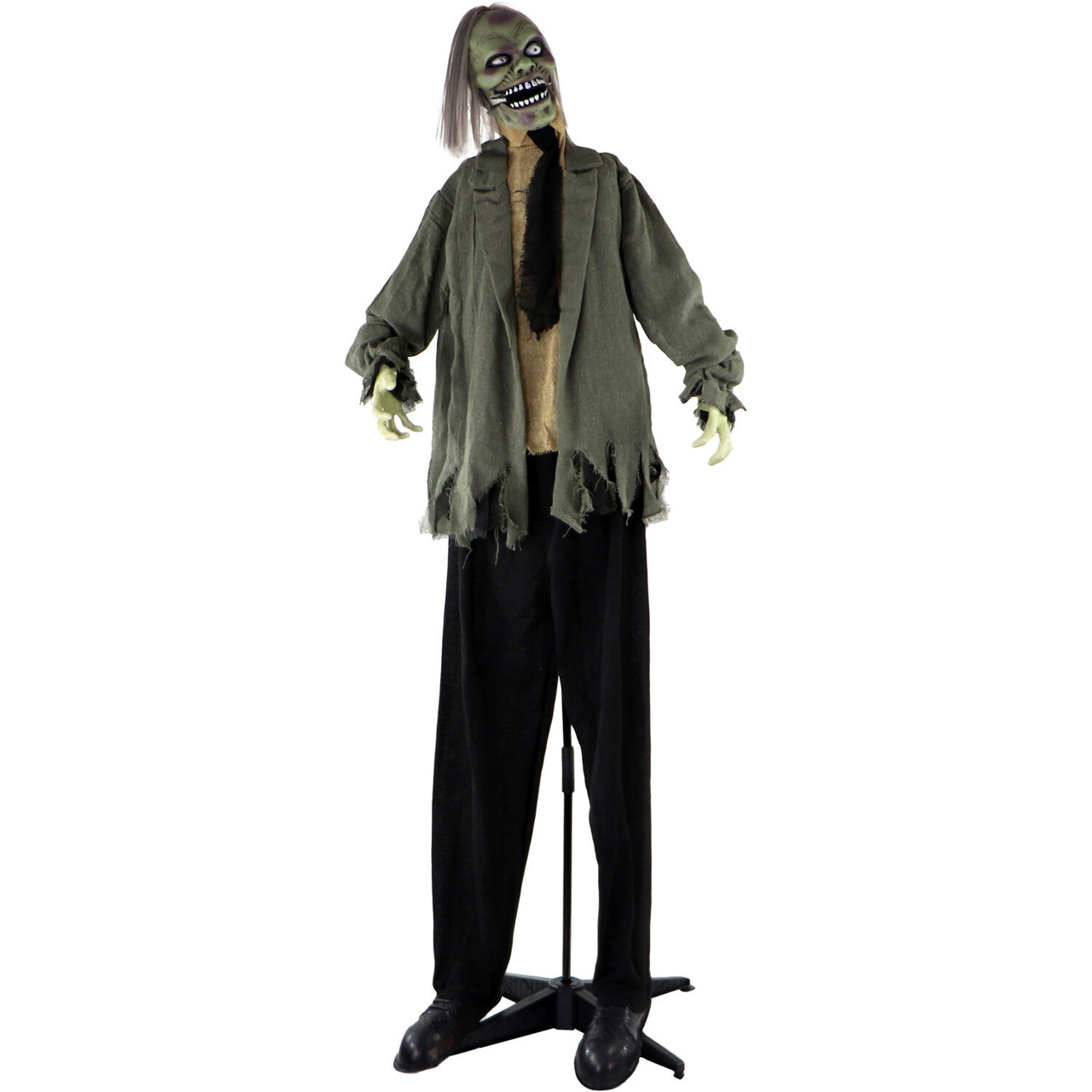 Haunted Hill Farm Life-Size Poseable Animatronic Zombie with Red ...