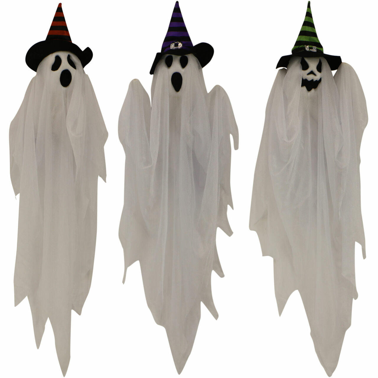 Haunted Hill Farm Set of 3 Hanging Ghosts, Indoor/Outdoor Halloween ...